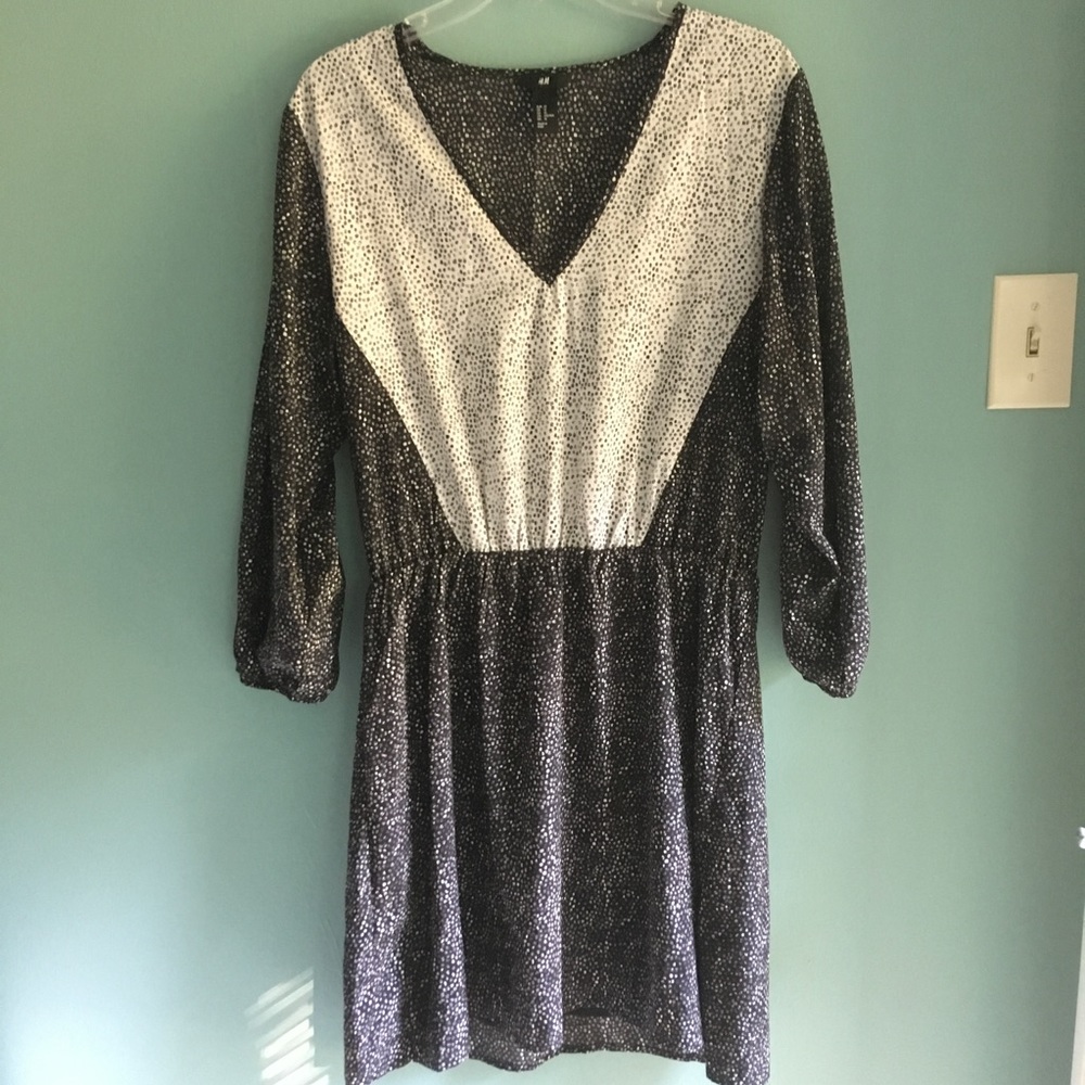 H&M Black and White Patterned Dress